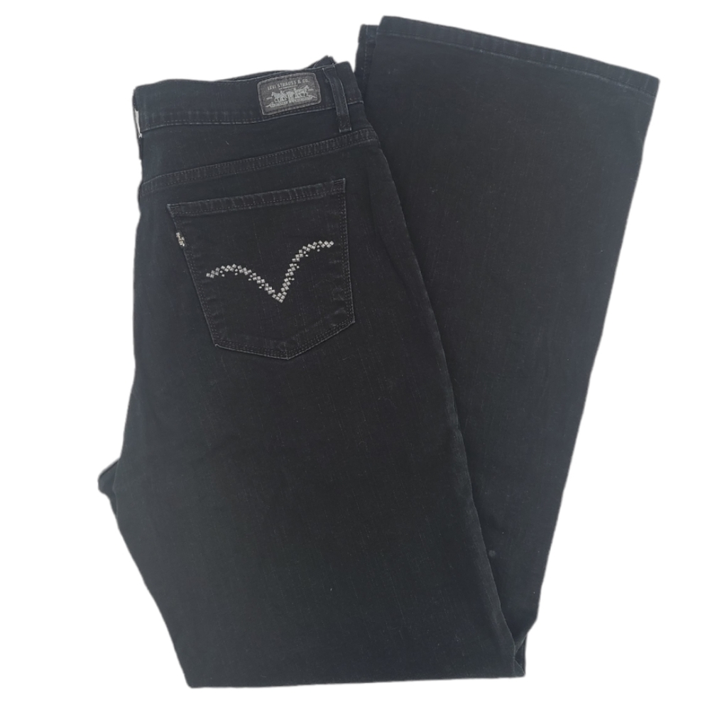 Levi's 512 Black Perfectly Slimming Boot Cut Jeans, multi pockets, women 16long - Picture 4 of 9